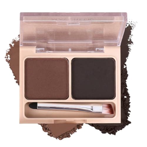 Image of Dual-Color Eyebrow Powder Makeup Kit with Waterproof Formula for Long Lasting Brows, Natural Eyebrow Palette for Defined Brows, Include Brush for Easy to Use (Dark Roast & Charcoal)