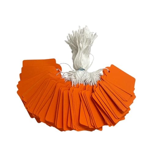 Image of Pack of 600 Large Orange Strung Tags Price Tickets 36 x 53mm