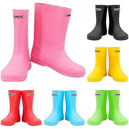 Image of Zorax - UK2 Adult - EU33 - Pink Girls Boys Waterproof Non-Slip Kids Motorbike Rain Boots Rain Shoes Wellies Unisex Children Wellington Boots