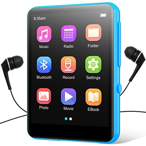 Image of 64GB MP3 Player with Bluetooth 5.3, joliker Portable HiFi Sound Music Player, 2.4IN Full Touchscreen, Built-in HD Speaker, FM Radio, Voice Recorder, E-Book, Earphones Included, Max up to 128GB TF Card