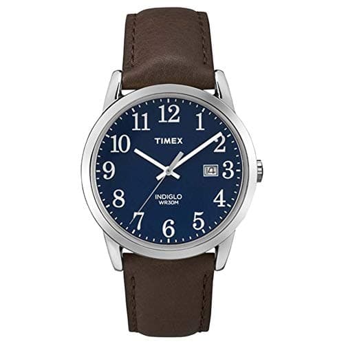 Image of Timex Easy Reader Men's 38mm Brown Leather Strap Date Window Quartz Watch TW2P75900