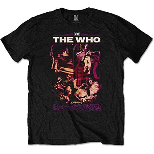Image of The Who Japan Tour 1973 Official Tee T-Shirt Mens Unisex (X-Large) Black