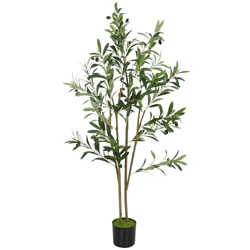 Image of HOMCOM 120 cm Decorative Artificial Plant, Silk Olive Tree with 303 Leaves in Cement Pot, Fake Plant for Home, Office, Living Room, Indoor Decor