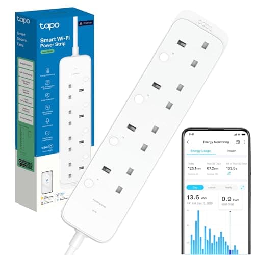 Image of Tapo P304M Smart Plug Power Strip, Energy Monitoring, MATTER Certified, Surge Protection, Zero-Crossing Detection, Remote Control, Voice Control with Apple Alexa Google, Schedule and Timer, Away Mode