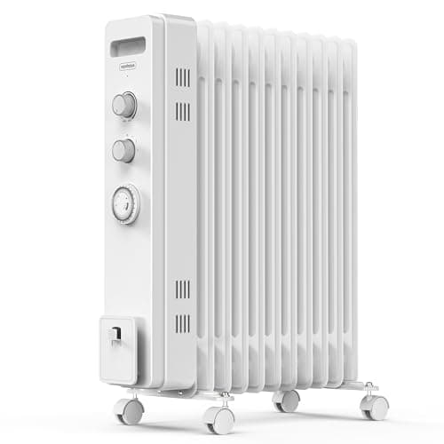 Image of VonHaus Oil Filled Radiator 11 Fin, Heater Portable Electric Free Standing 2500W for Home, Office, Any Room – 24 hour Timer, Adjustable Thermostat, 3 Heat Settings, 4x Wheels, 1.5m Power Cable