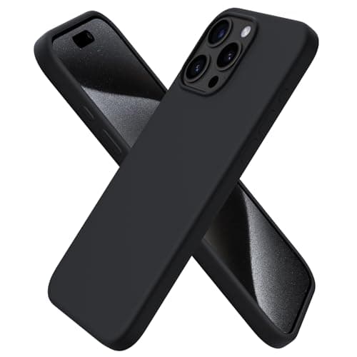 Image of ORNARTO Compatible with iPhone 15 Pro Max Case 6.7", Slim Liquid Silicone 3 Layers Full Covered Soft Gel Rubber 15 Pro Max iPhone Case Cover 6.7 inch-Black