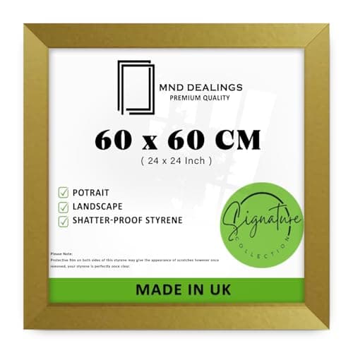 Image of MND Dealings | MDF Picture Frame (60 x 60 CM) 60 x 60 cm for Posters, Certificates & Wall Décor, Ideal for Home, Office, Elegant Frames with Hanging Hooks [ Gold ]