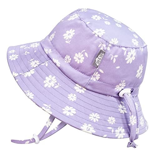 Image of JAN & JUL Adjustable Toddler Sun-Hat with UV Protection (L: 2-5 Years, Purple Daisy)