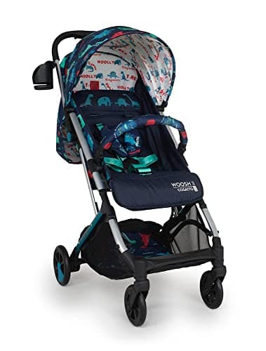 Image of Cosatto Woosh 3 Pushchair – Lightweight Stroller from Birth to 25kg - One Hand Easy Fold, Compact, Telescopic Handle, Extra Large Shopping Basket, Cup Holder & Raincover (D is for Dino)