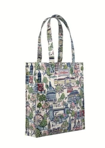 Image of Cath Kidston Oilcloth Book Tote Shopping Bag London View in Dark Cream Oilcloth