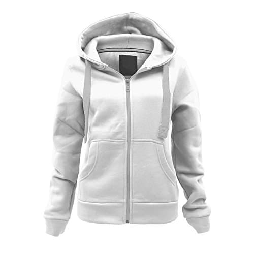 Image of Parsa Fashions Ladies Plain Zip Up Hoodie Womens Fleece Hooded Top Long Sleeves Front Pockets Soft Stretchable Comfortable (Cream/2XL UK-16)