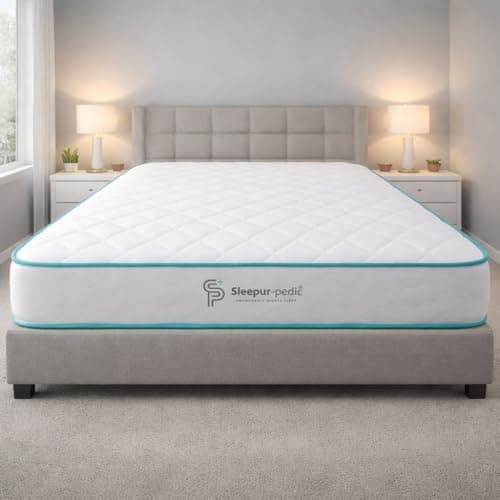 Image of Single Mattress 90 X 190cm, Affordable 3ft Memory Infused Foam and Spring Mattress. Approx 7 inch/18cm Deep with Quilted CoolTouch Cover & Blue Tape Edge , Fire retardant, Soft-Med Firm Feel