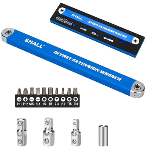 Image of Shall Offset Extension Wrench, 15.4 inch (39 cm), with 1/2 inch, 1/4 inch and 3/8 inch Square Drive adapters and 10 Universal bits