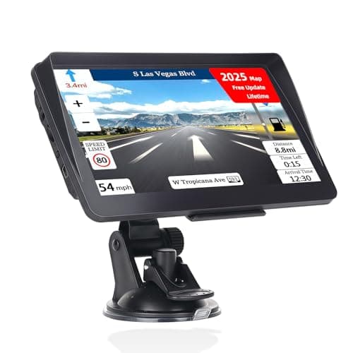 Image of 7 Inch Sat Nav for Car & HGV Truck Navagation, HD GPS System with UK & Europe Maps 2026, Lifetime Free Updates, Postcode Search, Voice Guidance, Speed Camera Alerts & POI