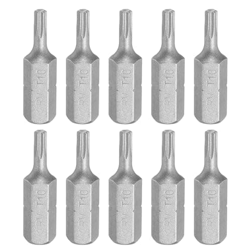 Image of sourcing map 10pcs Torx Screwdriver Bit 1/4" Hex Shank T10 Head 1" Length CR-V Steel 6 Point Security Drill Bits for Repair Work Electric Screw Driver