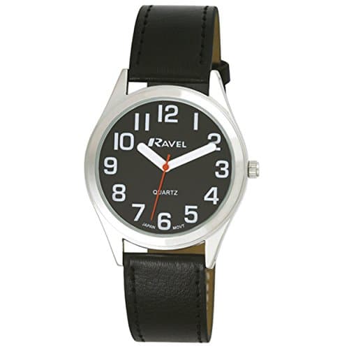 Image of Ravel Unisex Super Bold Sight Aid Watch with Big Numbers - Black/Silver Tone/Black Dial