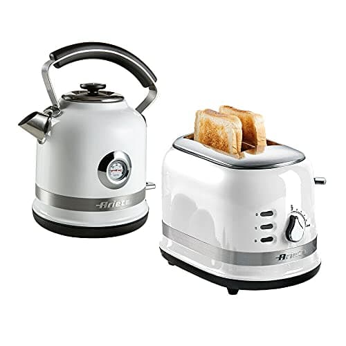 Image of Ariete ARPK32 Moderna Cordless Kettle and 2 Slice Toaster Set, Stainless Steel Body, White