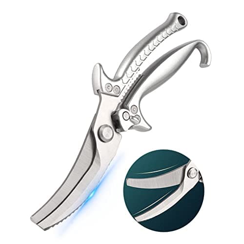 Image of Upgrade Heavy Duty Stainless Steel Kitchen Scissors with Serrated Edge, Ultra Sharp Professional Poultry Shears for Bone, Chicken, Meat, Fish, Turkey, Vegetables, BBQ Scissors Gold