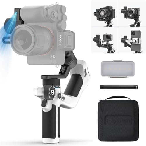 Image of FeiyuTech Official SCORP Mini 2 Kit Gimbal,3-Axis Camera Stabilizer with AI Tracker Fill Light,1,3IN Touch Sreen, for Mirrorless/Action Camera,Smartphone,with Carrying Case,Extension Rod,White
