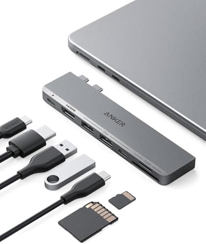Image of Anker USB C Hub for MacBook, 7-in-2 with 4K HDMI, Compatible with Thunderbolt 4, 1 Type C and 2 USB A Data Ports for MacBookPro 13 Inch, MacBookAir M1 / M2, and More