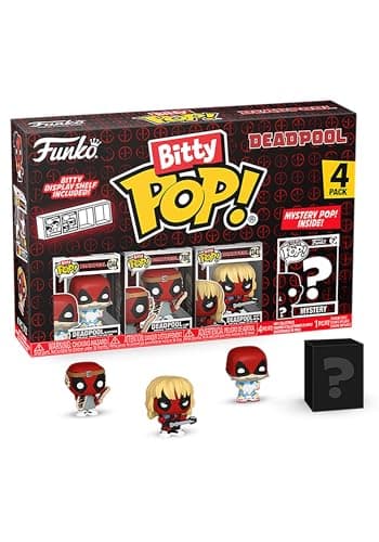 Image of Funko Bitty POP! 4 Pack: Marvel - Deadpool - Sleepover, Larp, Heavy Metal, Mystery Mini Figure - Styles may vary - 0.9 inch (2.2 cm) Collectable - Stackable Display Shelf Included - Gift Idea