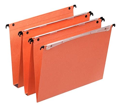 Image of Esselte Dual Vertical Suspension Files, A4, V-Base, Pack of 25 Connectable Files, Tabs Included, Orange, Orgarex Range, 21631