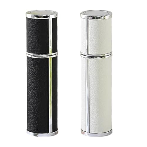 Image of HUANYO Perfume Atomiser 2 Pack, Lambskin Leather Refillable Travel Perfume Bottles (5ml), Leak-Proof & No Funnel Needed Bottom Fill System, Luxury Gift Set for Women & Men (Black)