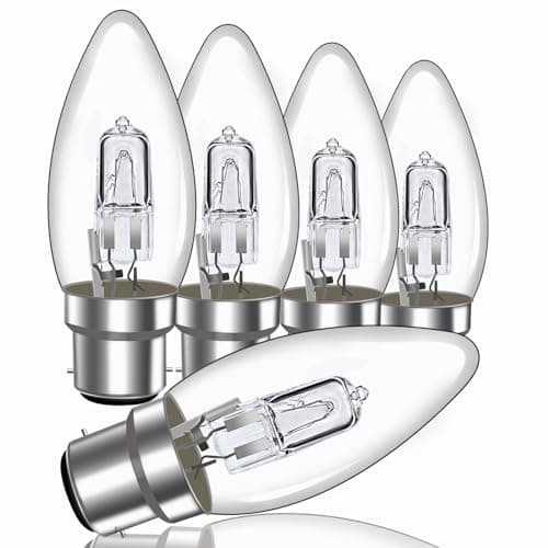 Image of Caldarax 28W B22 Candle Bulbs Dimmable C35 Bayonet Cap Candle Bulbs 350LM Warm White 2700K, B22 BC Clear Candle Light Bulbs for Chandeliers, Wall Lights, Desk Lamps, AC 230V, Pack of 5