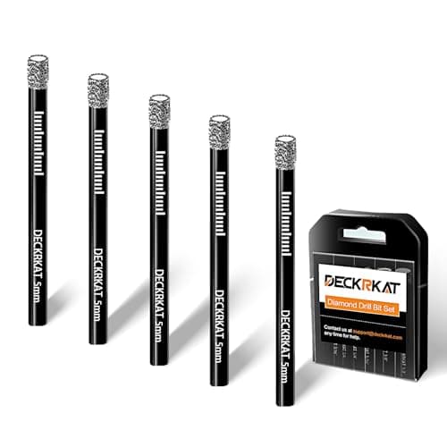 Image of DECKRKAT 5-Piece Dry Diamond Drill Bits Set 5mm Vacuum Brazed Diamond Hole Saws for Granite Tile Ceramic Marble Stone Glass and More Hard Materials (not for Wood), Round Shank with Storage Case.