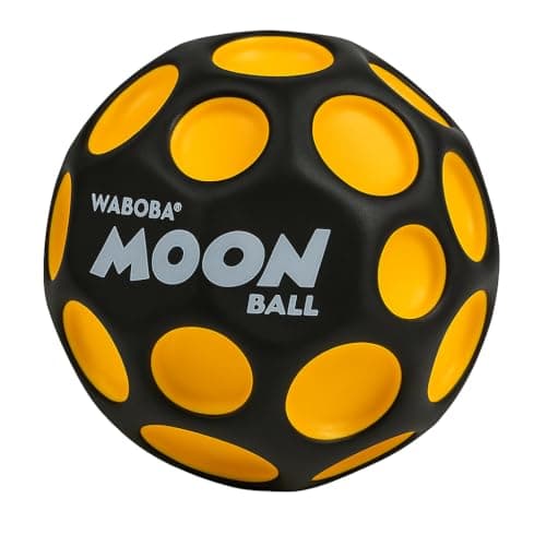 Image of Waboba UV Moon Ball – Hyper Bouncing Ball with UV-Reactive Color – Bounces Up to 100 Feet – Makes “Pop” Sound on Impact – Outdoor Toy for Kids, Teens & Adults – Yellow & Black