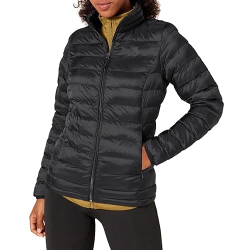 Image of Amazon Essentials Women's Lightweight long-sleeved, water-resistant, packable puffer jacket (available in plus size), Black, M