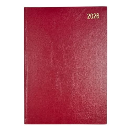 Image of Janrax 2026 A4 Week To View Burgundy Desk Diary