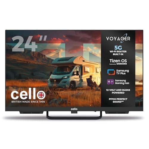 Image of Cello Voyager C24TZR-VOY 24" Smart 12V Traveller TV with Built-in 5G Wi-Fi Router and Hotspot for Phones & Devices, Creates Internet Anywhere, Tizen OS by Samsung, Ideal for Motorhomes