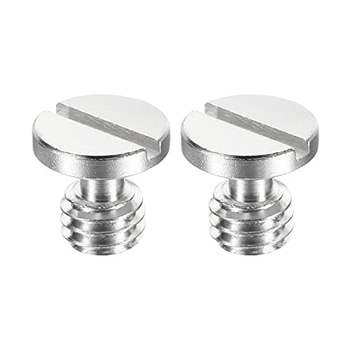 Image of PATIKIL 3/8"-16 Thread 15mm Length Camera Quick Release Screw Tripod Screw, 2 Pack Stainless Steel Flat Slot Screws for DSLR Camera Rig Accessories, Silver