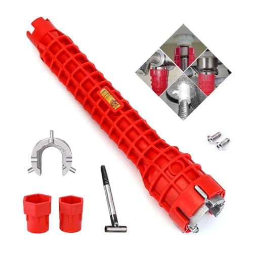 Image of FURREN 8 in 1 Sink Wrench for Tap Key Tool Tap Wrench Sink Key Stand Tap Nut Wrench Installation Key Sanitary Key Multifunctional Stand Tap Wrench