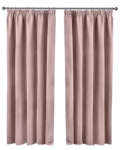 Image of Emma Barclay – Blackout Curtains for Bedroom Living Room Thermal Insulated Woven Pencil Pleat Blackout Curtains Cali Collection (66” x 54” Inch)(Blush Pink)