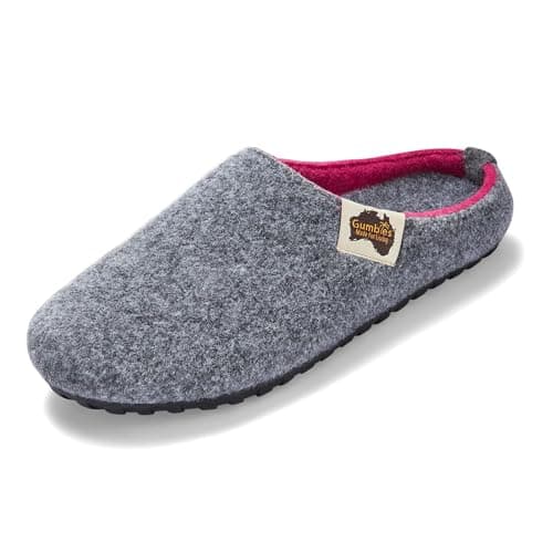 Image of Gumbies Outback Indoor & Outdoor Slippers, Easy Slip On House Shoes with Recycled Materials, Ideas for Gift Giving for Men & Women, Grey & Pink, UK 7