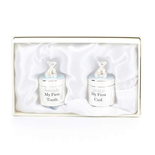Image of Bambino Silverplated First Tooth & First Curl Box Set - Blue