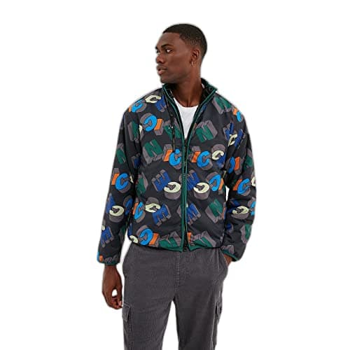 Image of Nicce Mens Reversible Borg Fleece Jacket Black/Grey M