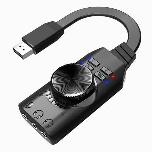 Image of MEIRIYFA USB Sound Card - Virtual 7.1 Surround Sound External Sound Card Adapter with Volume Control, USB to 3.5mm Jack Audio Cable for Desktop, Laptop, Headset, Headphone