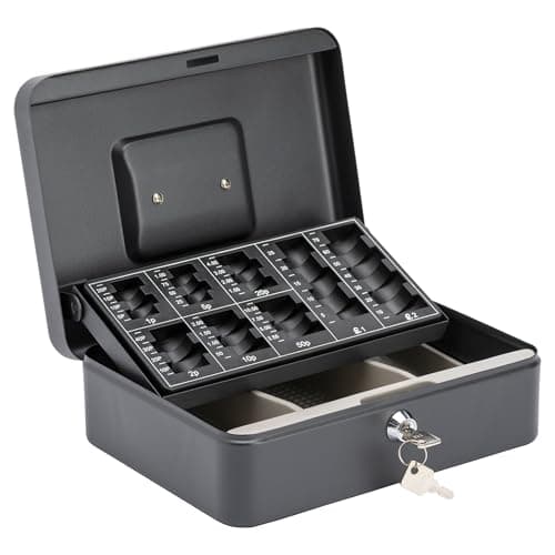 Image of Burg-Wachter CB03GBBK 10" Money 5030 Cash Box with Coin Tray, Black