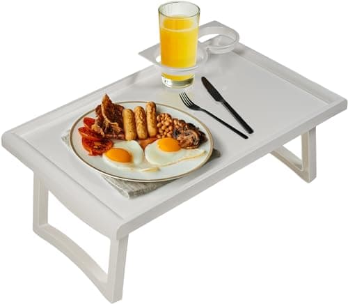 Image of Aidapt Lap Tray Folding Table with Legs and Drinks Holder.Raised Edges,Stow Away Easy Storage,Lap Top,Breakfast in Bed,Crafting,475x300mm Usable Space,Lightweight