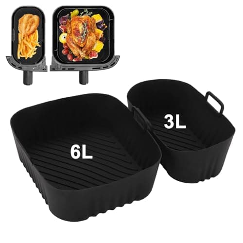 Image of Silicone Air Fryer Liner, Air Fryer Silicone Liner for Philips Dual Basket Air Fryer 3000 Series 6L/3L, Dual Airfryer Silicone Liners Air Fryer Accessories for Philips Dual Basket Airfryer NA350/00