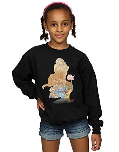 Image of Disney Princess Girls Belle Filled Silhouette Sweatshirt 9-11 Years Black