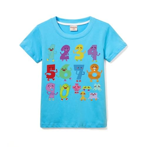 Image of Boys Girls 100% Cotton T-Shirts Unisex Kids Tee for 3-13Y (UK, Age, 9 Years, 10 Years, Regular, Light Blue)