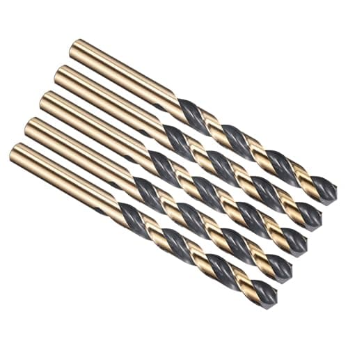 Image of PATIKIL 10.7mm Drill Bit 27/64", Jobber Straight Shank M2 High-Speed Steel 135° Black and Gold Finish for Stainless Steel Hard Metal - 5 Pack