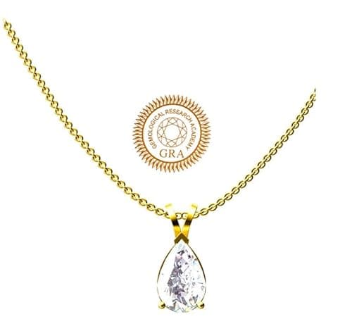 Image of 2ct Designer SOLID YELLOW GOLD 18k Pear DIAMOND Necklace for women HANDMADE 7x10mm 2 carat pear shaped diamond solitaire Pendant for Mothers day Gift Idea Mom Birthday 35 year Wedding Anniversary gift