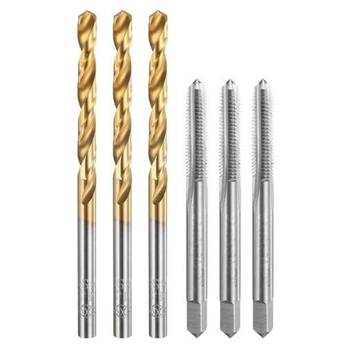 Image of sourcing map Tap and Drill Bit Set, 3pcs M5 x 0.8 Metric Straight Flute Thread Screw Taps & 3pcs 4.2mm Twist Drill Bits, Uncoated/Titanium Coated HSS-6542 Tapping Threading Tool Kit