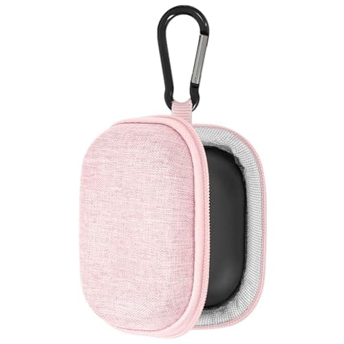 Image of Geekria Shield Earbuds Case Compatible with Jabra Elite 10 Gen 2, 75t, 65t, Replacement Hard Shell Travel Carrying Bag with Carabiner Clip (Pink)