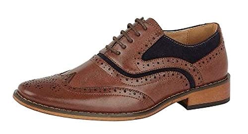 Image of Goor M499B Brown/Navy Mens Oxford Brogue Shoes Size UK 10